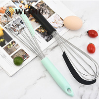 Outil de pâtisserie créatif et écologique, acier inoxydable + spatule en silicone, fouet à œufs, outil de mélange deux-en-un pour la cuisine à domicile