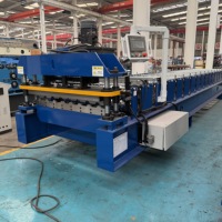 Machine de formage automatique de tôles de toiture à double couche NaiGu De Calaminas TR4/TR5, commande PLC, écran tactile
