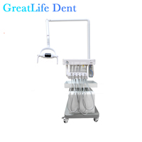 Unité dentaire mobile Greatlife Dent avec lumière LED et compresseur d'air, poste de travail portable à turbine pour clinique vétérinaire/humaine
