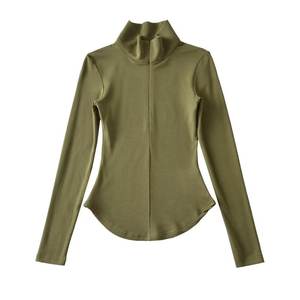 เสื้อครอปแขนยาวคอตตอนฐานเข้ารูปคอสูงป้องกันการเกิดขน - Product Image 5