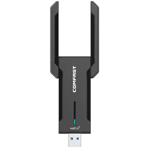 Comfast USB Wireless Network WiFi 6E Card 802.11ax MU-MIMO 5400Mbps USB WiFi 6 Dongle Adapter for Windows 11/10 CF-972AX