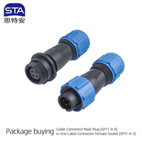Connecteur étanche IP67/IP68 mâle/femelle personnalisé SP1110/P SP1112/S SP1110/S SP1112/P, prise à visser, fiche de câblage 2, 3, 4, 5 broches