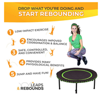 Mini trampoline pour adultes, petit trampoline d'intérieur pour exercices de fitness, rebond silencieux et sécurisé avec amortissement.