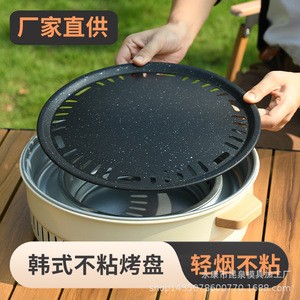 Kunquan Non-Stick Korean Style Grill Pan Round Outdoor BBQ Meat Frying Charcoal Tea Brewing Easy Cleaning - Product Image 2