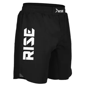 Shorts de luta preto logotipo personalizado jiu jitsu mma shorts curtos