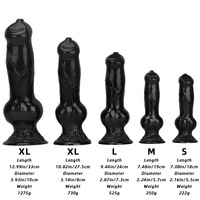 Dispositif de masturbation féminine réaliste en forme de pénis de chien noir, dilatateur anal en PVC, plug anal, pour expansion anale, pour usage sexuel.