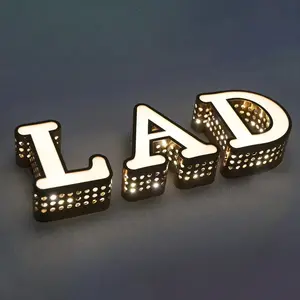豪华定制3D字母标志店面标牌建筑广告带侧孔打孔的照明字母