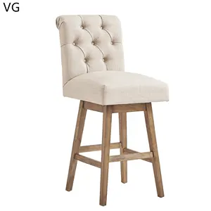 Tabouret de bar en bois, noir et blanc, chaise haute, pivotant, doublé
