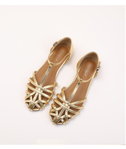 Sandalias romanas de verano para mujer, a la moda, para vacaciones, tejidas, con punta abierta, transpirables, con un solo botón. - Product Image 4