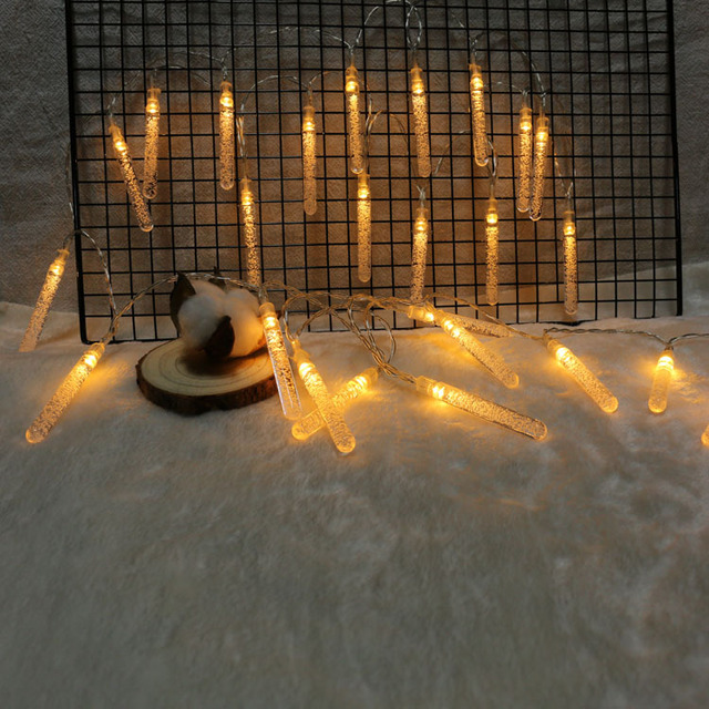 High Quality Holiday Outdoor Decorative Battery Powered Transparent Crystal Bubble Column Design Handmade LED String Light