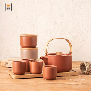 6pcs Porcellana Caffè Tea <span class=keywords><strong>Set</strong></span> <span class=keywords><strong>con</strong></span> Vassoio di Bambù Tè In Ceramica Teiera e Tazza <span class=keywords><strong>Set</strong></span> - Product Image 3