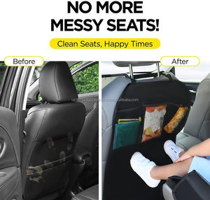Protector de Asiento Trasero de Coche, Alfombrilla Protectora Contra Patadas para Niños, Impermeable, con 3 Bolsillos Organizadores - Product Image 4