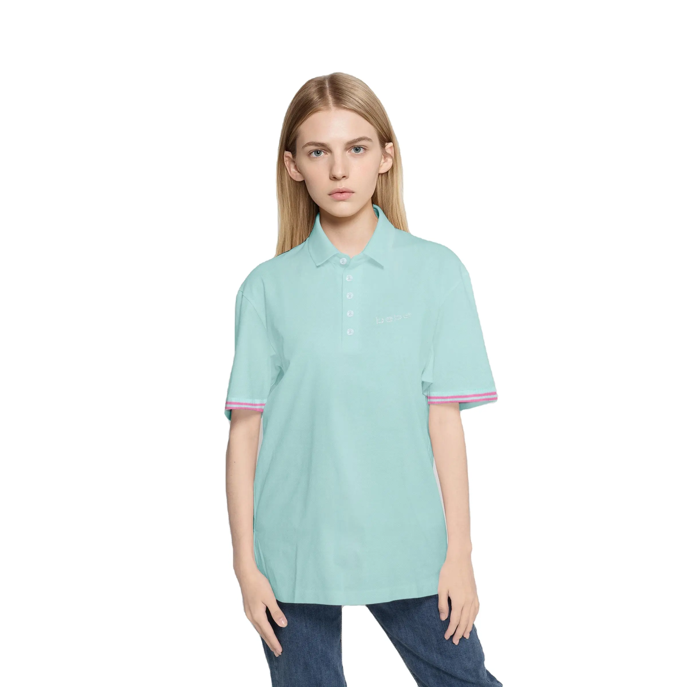 Camiseta deportiva de poliéster con estampado de logotipo personalizado para mujer, Polo de Golf con sensación de algodón, venta al por mayor