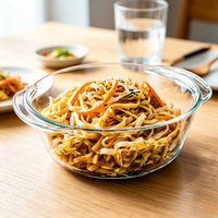 Bol de cuisine moderne en verre borosilicate haute résistance avec couvercle, résistant à la chaleur, grande capacité, portable, pour soupes et salades