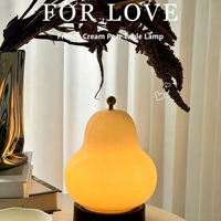 Lampe de table vintage française en forme de poire, à piles, à intensité variable, lumière d'ambiance pour chevet, bureau, salon