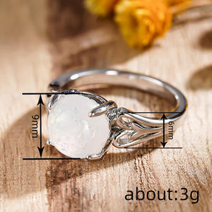 A074 <b>Opal</b> <b>Ring</b> 925 Sterling <b>Silver</b> Bezel Setting Elegant Women's Engagement Plant Pattern Jewelry - Product Image 4