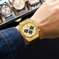 Montres pour hommes Poedagar 893 de luxe, bracelet en silicone, montre sport, montre étanche, chronographe lumineux, montres à quartz pour hommes