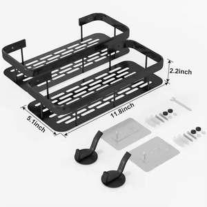Étagère murale de salle de bain adhésive de luxe avec support de boule de douche, support de rangement organisé pour salle de bain et toilettes - Product Image 3