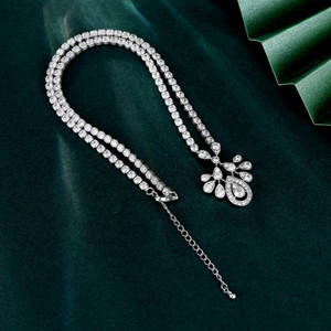 ضوء فاخر الراقية الفرنسية شرابة طويلة أقراط الزفاف قلادة الماس قطرات الماء سوبر الجنية تاج العشاء - Product Image 1