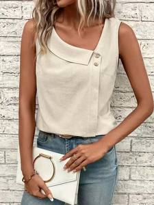 เสื้อแขนกุดลำลองแบบสวมหัวคอปาดของผู้หญิงเสื้อยืดแบบสวมหัวพิมพ์ลายหลายสีดีไซน์ใหม่ - Product Image 6