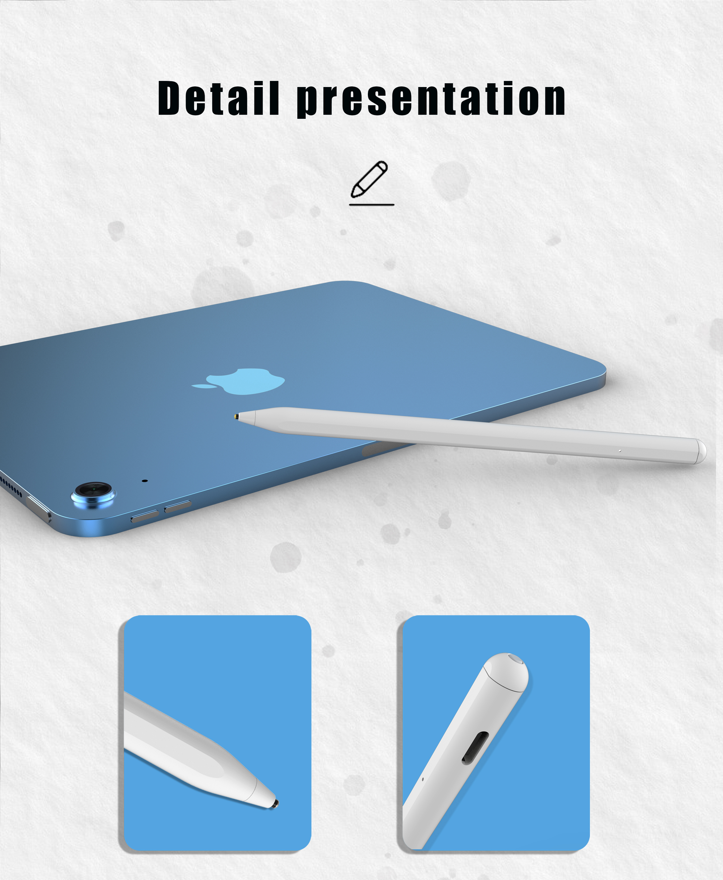 Penna per tablet per tutti i tablet, Active Touch Screen con 4 punte POM, pennino magnetico per iPad/Pro/Air/Mini/Phone/Samsung/Huawei/Lenovo/IOS/ Android e altri dispositivi smartphone, colore blu