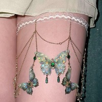 Chaîne de cuisse sexy à pampilles papillon, longueur réglable, chaîne de jambe en dentelle avec accent franges, bijou de corps unique pour femmes et filles