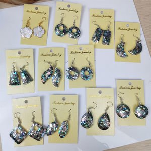 Популярные Бохо ювелирные изделия, клетчатая мозаика, Раковина Морского Ушка, Круглый пончик в форме Луны, Подвесные серьги, натуральные Ушные Кольца - Product Image 3