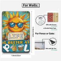 Juego de Letreros Metálicos Vintage para Piscina y Playa, Decoración Retro Tropical de Verano para Pared, Hogar, Bar, Cueva del Hombre, Patio, Piscina
