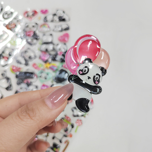 Vente en gros d'autocollants en résine transparents holographiques 5D Kawaii Panda Cartoon pour cadeau - Product Image 3