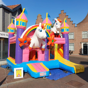 Castillo inflable comercial para niños, castillo inflable de unicornio para niños pequeños con tobogán. - Product Image 5