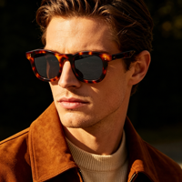 Lunettes de soleil pour homme haut de gamme en écaille de tortue, monture en acétate de luxe avec verres foncés pour hommes, protection UV400