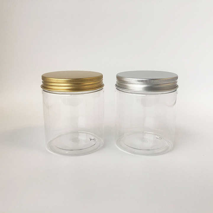 250g/ml Pet Plastic Jar Transparent With Aluminum Lid Clear For Dry Food,Face Cream,Pomade Seal,Private Label,250 Grams