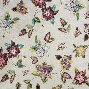 Tessuto per tappezzeria in velluto jacquard floreale tinto in filo rosa, beige e verde, traspirante, venduto al metro - Product Image 4
