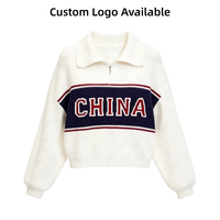 Pull en tricot personnalisé OEM style preppy universitaire avec broderie, col rond, tricoté à rayures, faible MOQ, commande en gros, pull en tricot d'automne