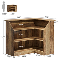 Table de bar en forme de L en bois d'ingénierie Tribesigns, armoire d'angle, présentoir à 4 niveaux, rangement pour verres à liqueur et à vin, unité de bar pour la maison