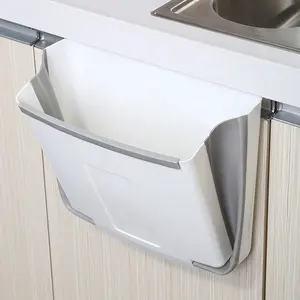 PP Collapsible Small Over The Door Kitchen Trash Can Foldable Rectangular Waste Bin Portable Plastic Foldable Hanging Trash Bin