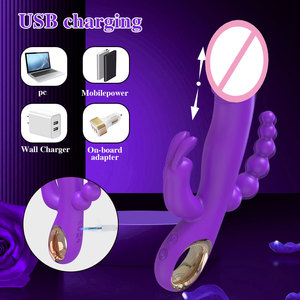 Vibratore Femminile 3in1 Telescopico a Forma di Coniglio con Vibrazione, Stimolatore Clitorideo e Punto G, Dildo <span class=keywords><strong>Vibrante</strong></span> per Donne - Product Image 5