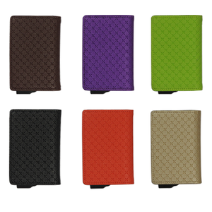 CardHoda Slim PU Leather Card Holder Geometric Pattern Minimalist <b>Wallet</b> Unisex Short Length Anti-Theft <b>RFID</b> <b>Blocking</b> - Product Image 6