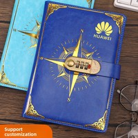 Carnet en cuir PU vintage avec logo personnalisé, verrouillage par code, journal A5 avec mot de passe, journal secret pour la promotion d'entreprise, cadeau d'entreprise
