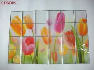 Farbe Tulpe Küche Wand verkleidung Fliesen Aufkleber Blumen Aufkleber PVC Wanda uf kleber Küche Aluminium folie Wasserdicht Öl fester Aufkleber