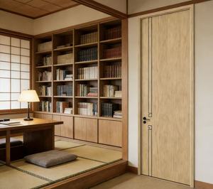 <span class=keywords><strong>Porte</strong></span> intérieure japonaise style Wabi-Sabi Senji en MDF, design minimaliste, texture bois, idéale pour hôtels et appartements - Product Image 4