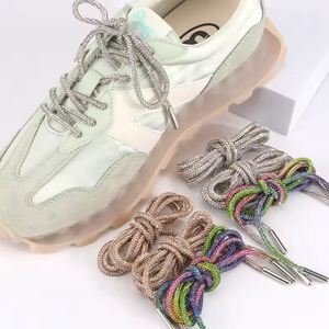 Custom 80cm 100cm 120cm 140cm 160cm 6mm Polyester Colored Shiny Diamond Crystal Bling Rhinestones Shoelaces - Product Image 2