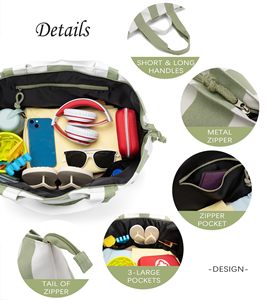 Bolsas de Compra de Lona de Algodón Orgánico Reutilizables con Asas, Personalizadas con Logotipo Impreso, con Rayas, para Regalos, Viajes, Gran Capacidad - Product Image 5