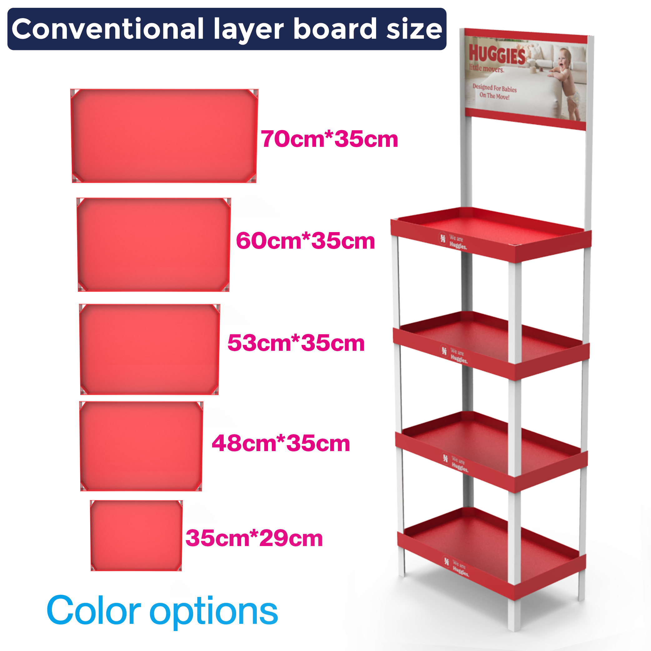 Customized PVC Laminate Light Duty Baby Diaper Display Stand & Supermarket Racks for Baby Products Stores — view 3