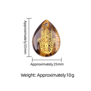 Amatista natural tallada Palma Fátima mano colgante DIY COLLAR COLGANTE gota de agua ornamento Accesorios - Product Image 5