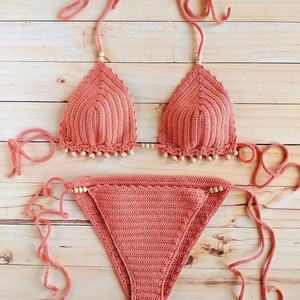 Bikini de Ganchillo Hecho a Mano Personalizado con MOQ de 50 Unidades, Sexy y Atractivo para Chicas de 18 Años, Traje de Baño de Dos Piezas, Bikini de Tiras para Mujer - Product Image 6
