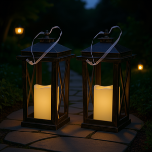 Lámpara LED tipo vela Menifee, alta, 5x5x11 pulgadas, juego de 2, funciona con pilas, iluminación de jardín, luz blanca cálida - Product Image 2
