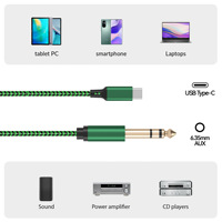 Cable de Audio Tipo C a 6.5mm Macho, Chapado en Oro, Directo de Fábrica, con Revestimiento de PVC, para Computadora, Teléfono, Micrófono, Piano Electrónico