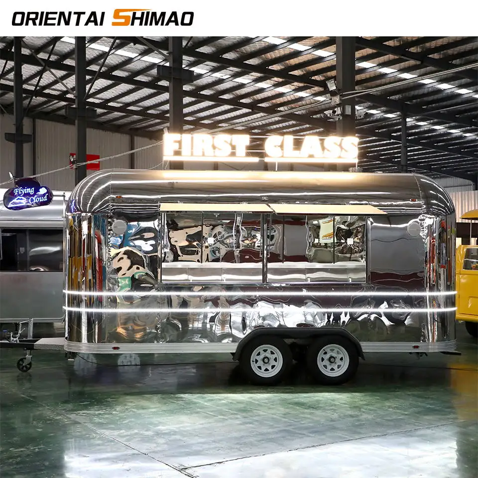 Cinese street mobile food truck cart travel camping camper trailer van bicycle food trailer vendita europa mobile food trailer