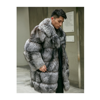 Manteau en fourrure pour homme de haute couture 2022, 7XL, chaud et coupe-vent, élégant manteau en fourrure de renard argenté pour homme